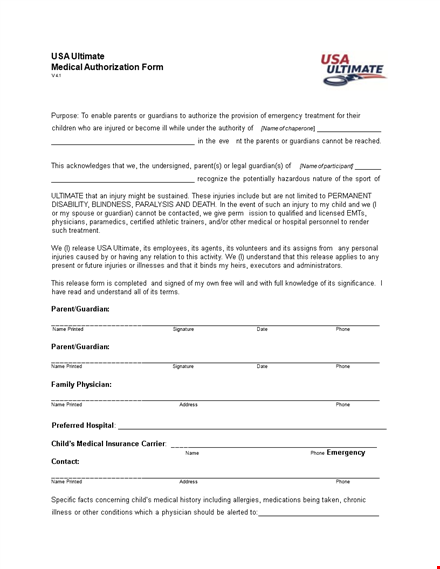 medical authorization form template