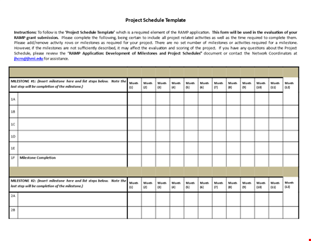 monthly project schedule template template