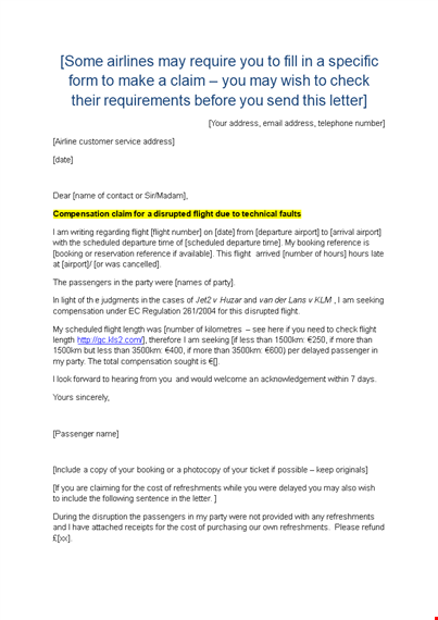 claim your party number flight with our effective claim letter template