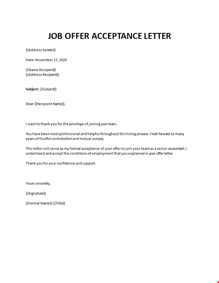 accepting a job offer template