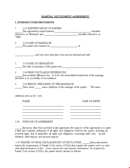 create a fair separation agreement | customize for your party & child needs template