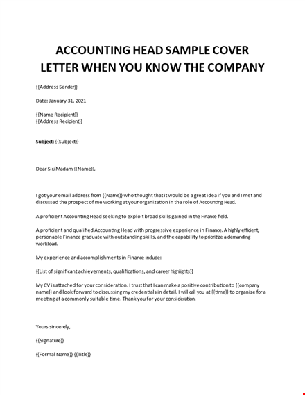 accounting head cover letter template