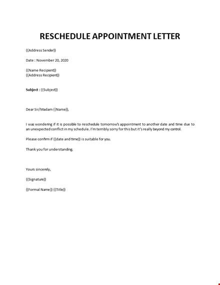 reschedule meeting letter template