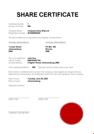 create your custom stock certificates | easy-to-use template template