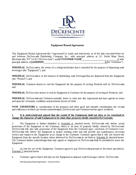 equipment lease agreement - secure your customer agreement for equipment leasing template