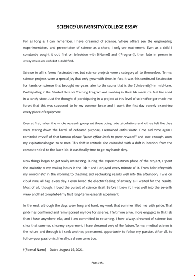 sample college essay template