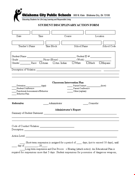 effective employee write up form for administrators, students, and parents - avoid suspension template