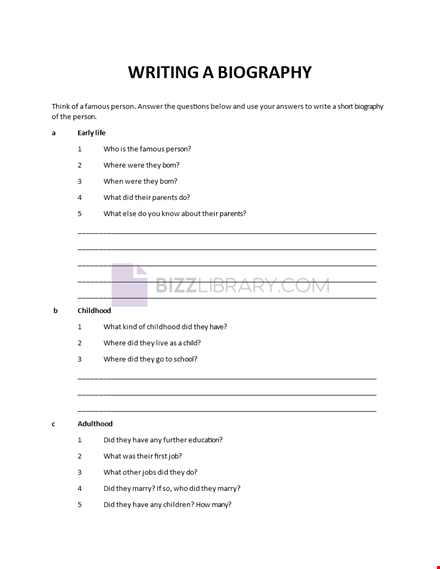 writing a biography  template