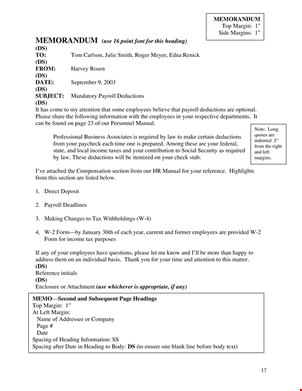 professional business associates memo format template