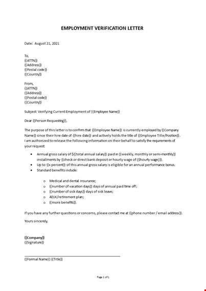 employee verification letter template