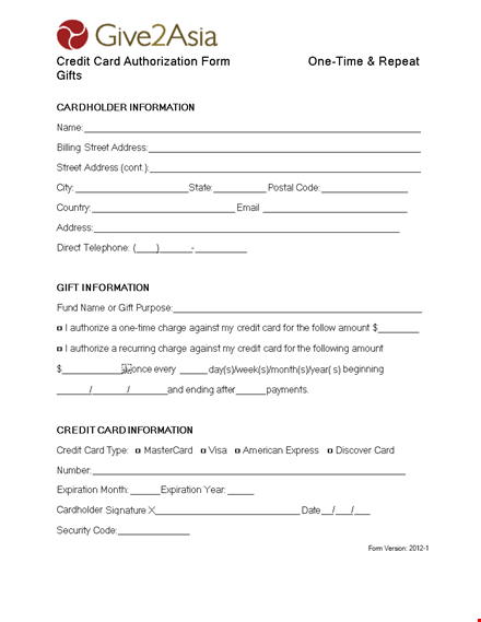 credit card authorization form template - securely authorize payments with ease template