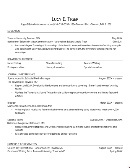 mass media communication resume template