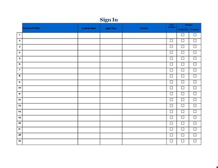 patient sign in sheet template - free and convenient template