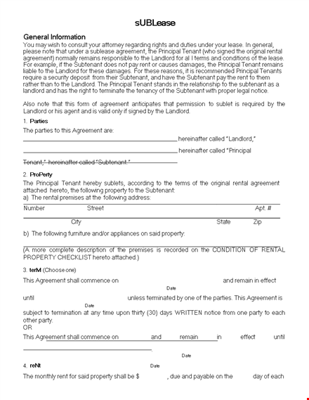 real estate sublease contract template template