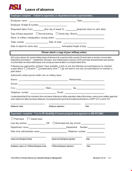 leave of absence template - request and approval form for employee leave template