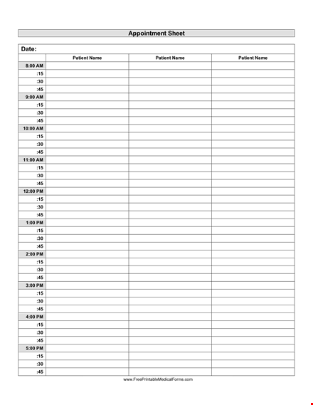 patient appointment sign in sheet template