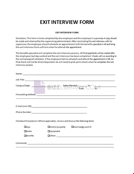 exit interview form template