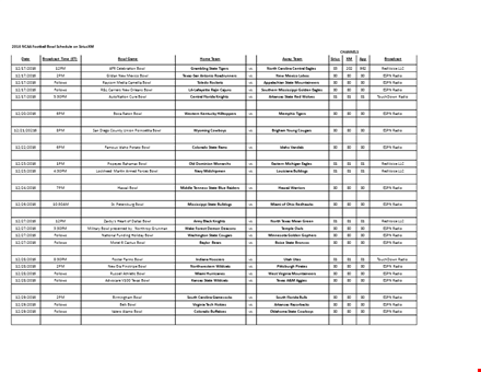 printable football bowl schedule and radio template