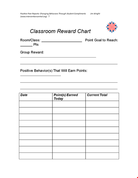 school rewards chart | positive reports & point-based system template