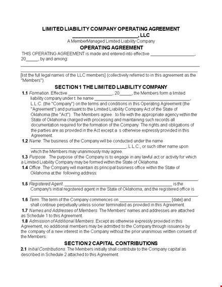 company operating agreement sample - all you need to know template