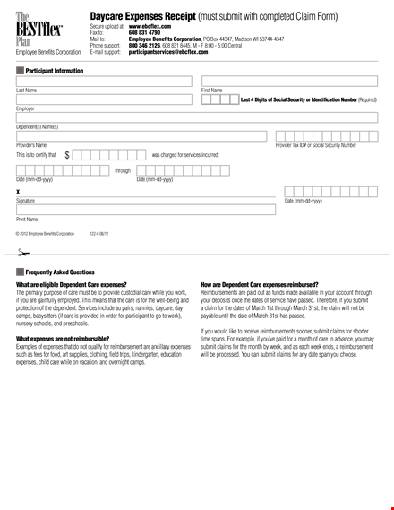 day care expense receipt template