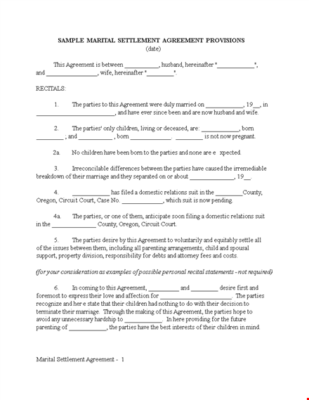 marriage contract template - create a binding agreement for parties, husband, and wife template
