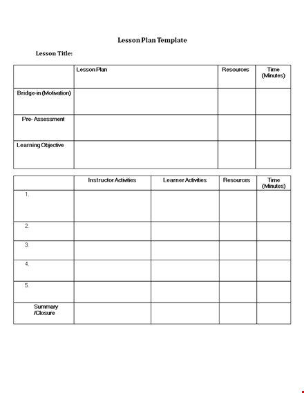 lesson plan template - organize your lessons in minutes template