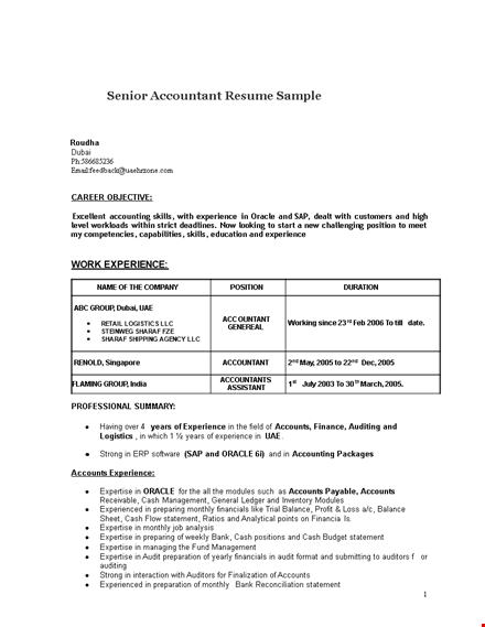 senior accountant resume sample template