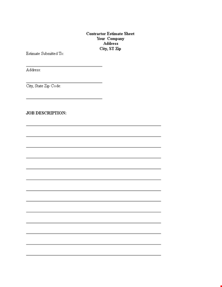 free estimate template: create professional estimates template