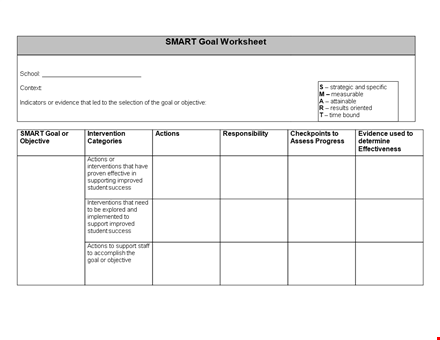 smart goals with our sample template template