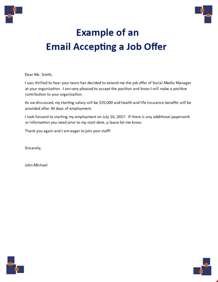tips for writing a professional job acceptance letter template