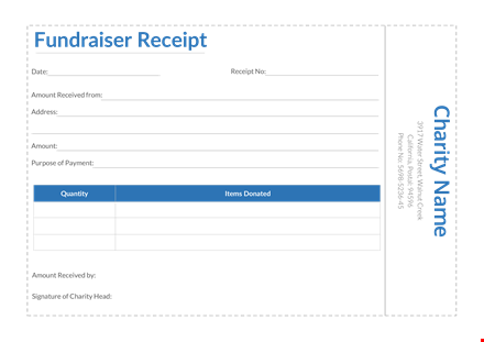 fundraiser receipt - charity received | track amount & generate receipt template