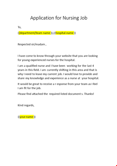 application for nursing job template