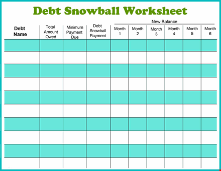 debt snowball spreadsheet: organize your payment plan by month with this snowball worksheet template