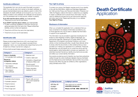 printable death certificate template template