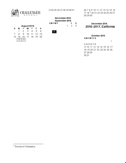 preschool calendar template for school | plan your schedule at preschool template