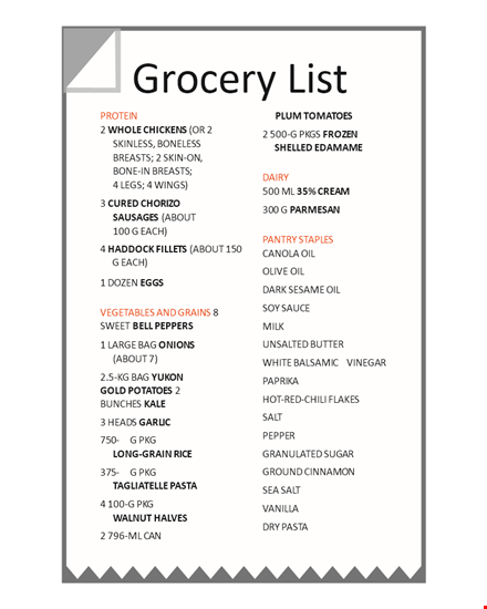 printable free grocery list template