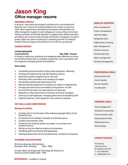 manager resume sample pdf template