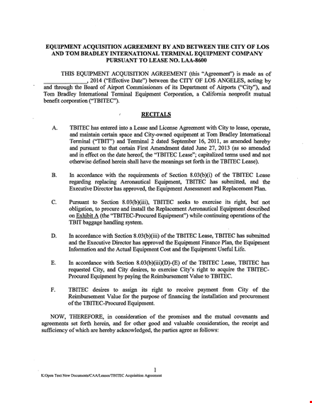 equipment acquisition agreement template: ensure a smooth equipment acquisition process | tbitec template