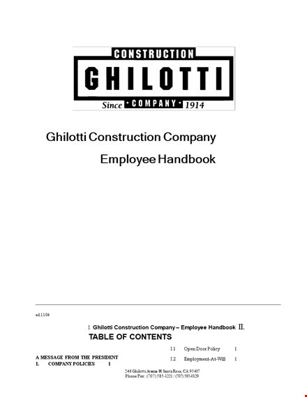 company employee handbook sample - policies, procedures, and leave guidelines for employees template