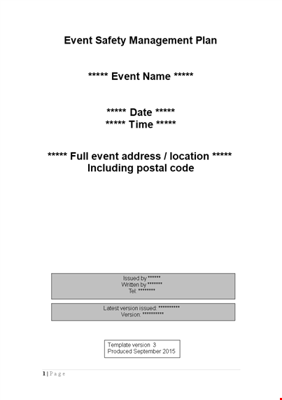 create an effective event safety management plan to ensure a safe and successful event template