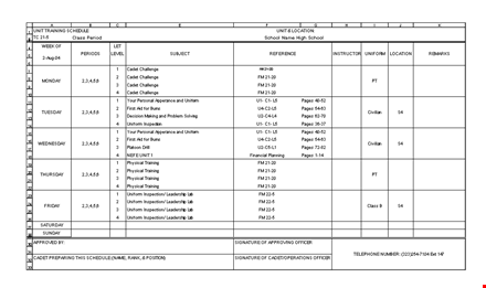 training schedule template excel template