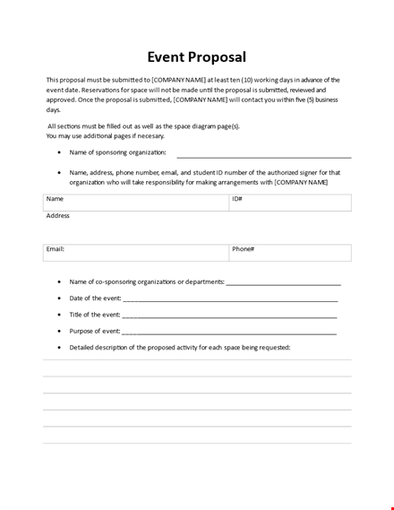 successful event proposals | customizable template template
