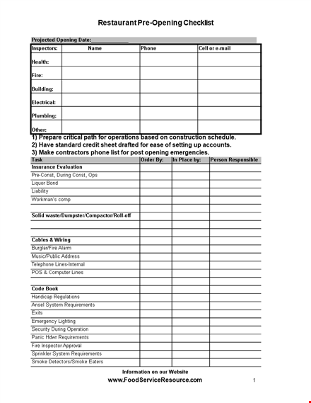 restaurant inventory checklist template