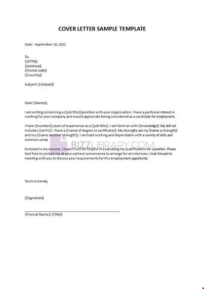 sample cover letter in ms word template