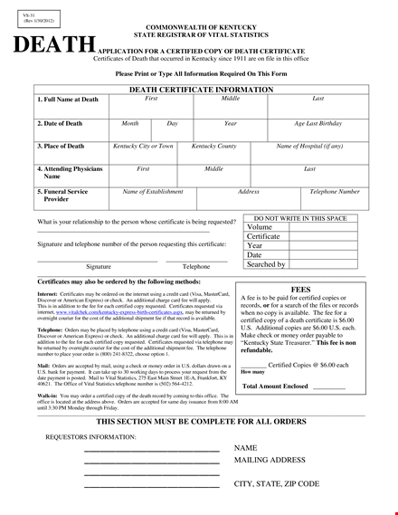 fillable death certificate template template