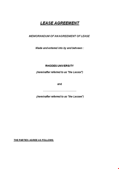 simple lease agreement form template template