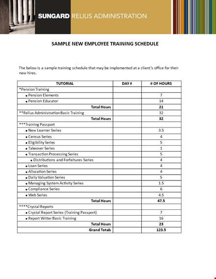 new employee training schedule template - pension training series | sungard trademarks template