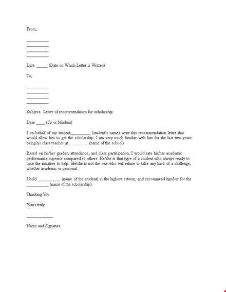 expert letter of recommendation for scholarship template