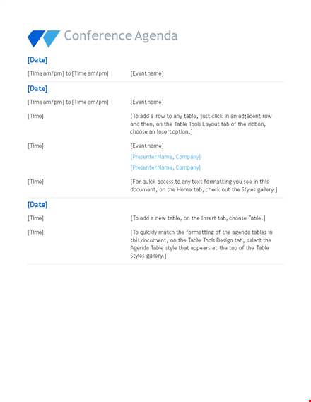 conference agenda outline template template